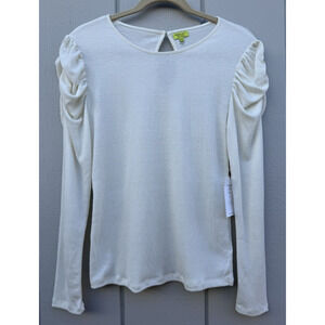 NWT Stella & Dot Women's XS‎ Ruched Long Sleeve Soft Ivory Top Linen Blend